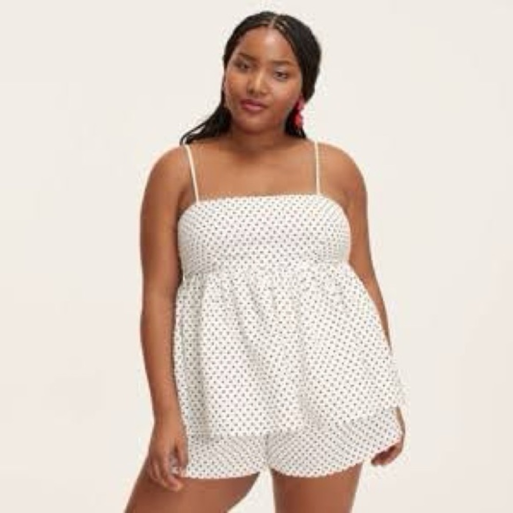 kate spade new york x target Women's Mini Polka Dot Linen Baby Doll Tank Top XL